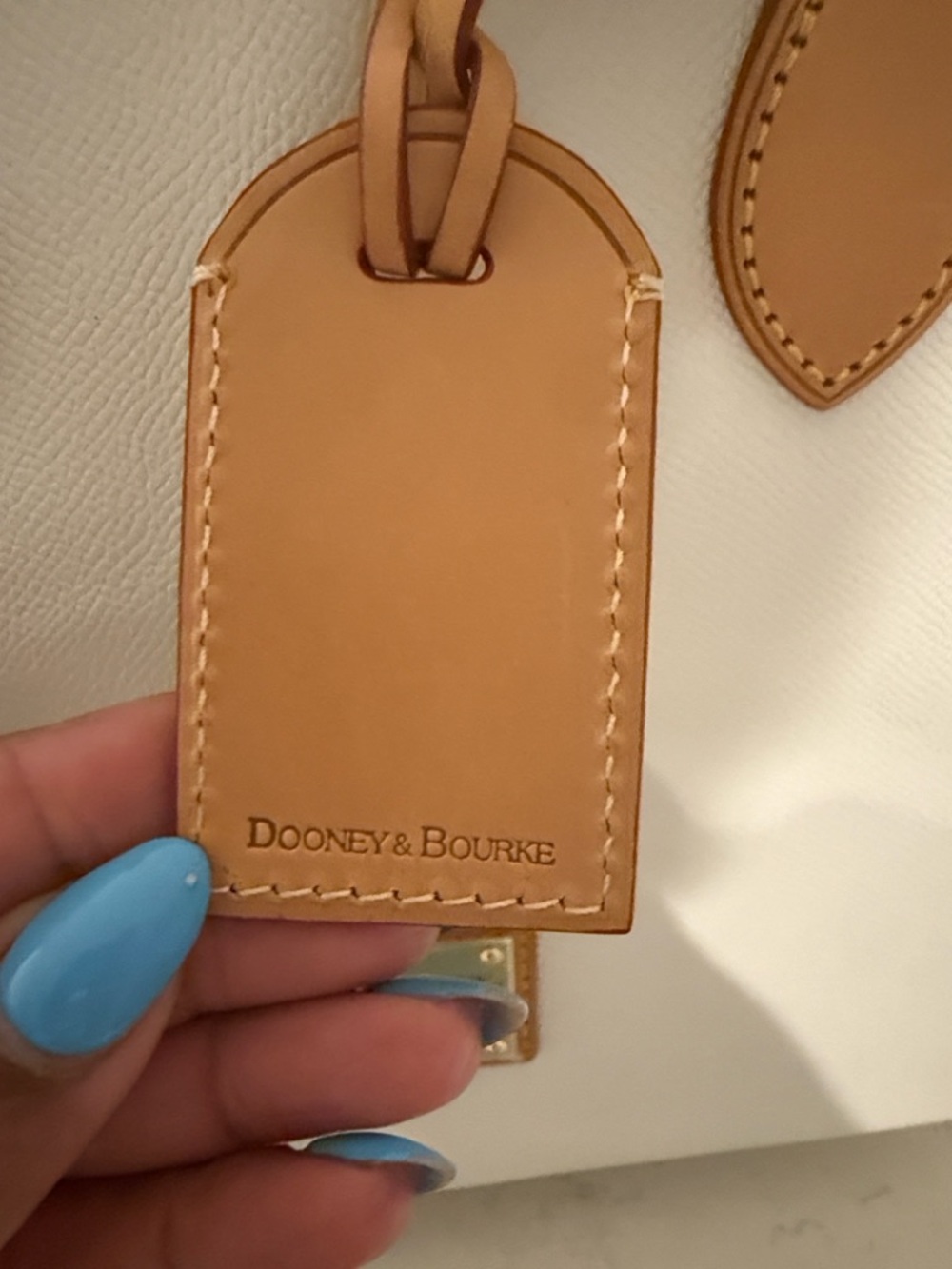 Dooney & Bourke White Satchel with Tan Leather Trim - Picture 3 of 13
